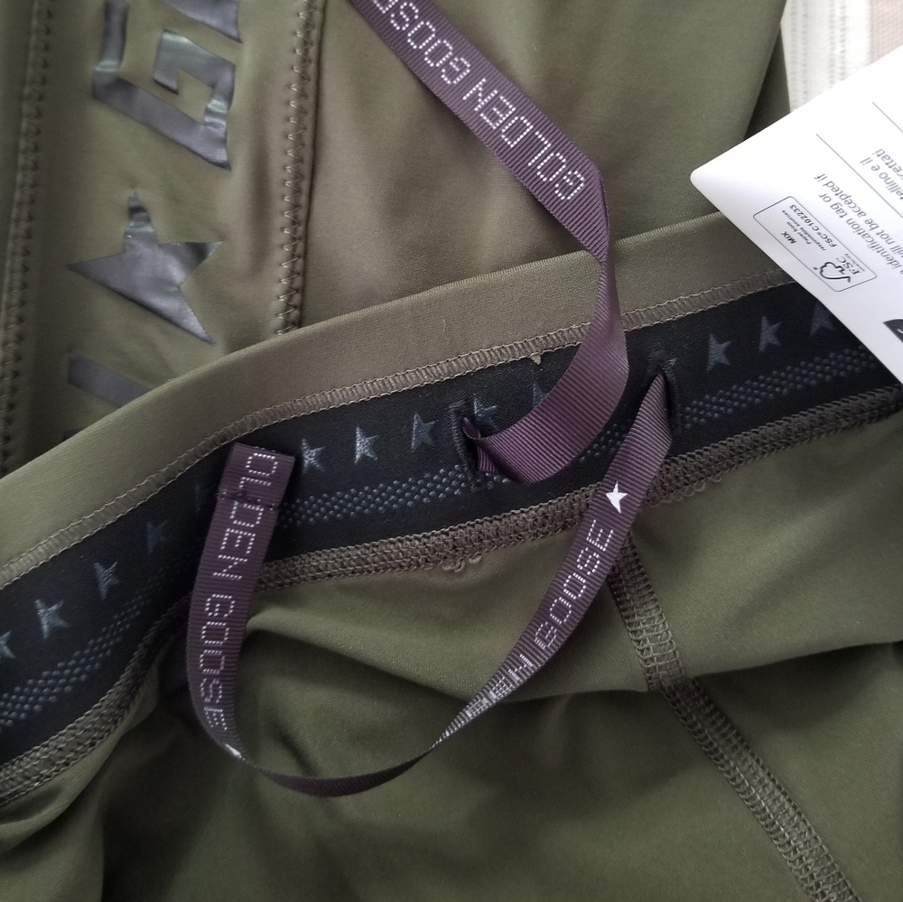 Golden Goose  Logo Leggings Size S Small Khaki Military Green - Picture 8 of 10